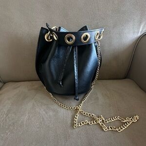 House of Harlow 1960 Mini Drawstring Leather Bucket Bag